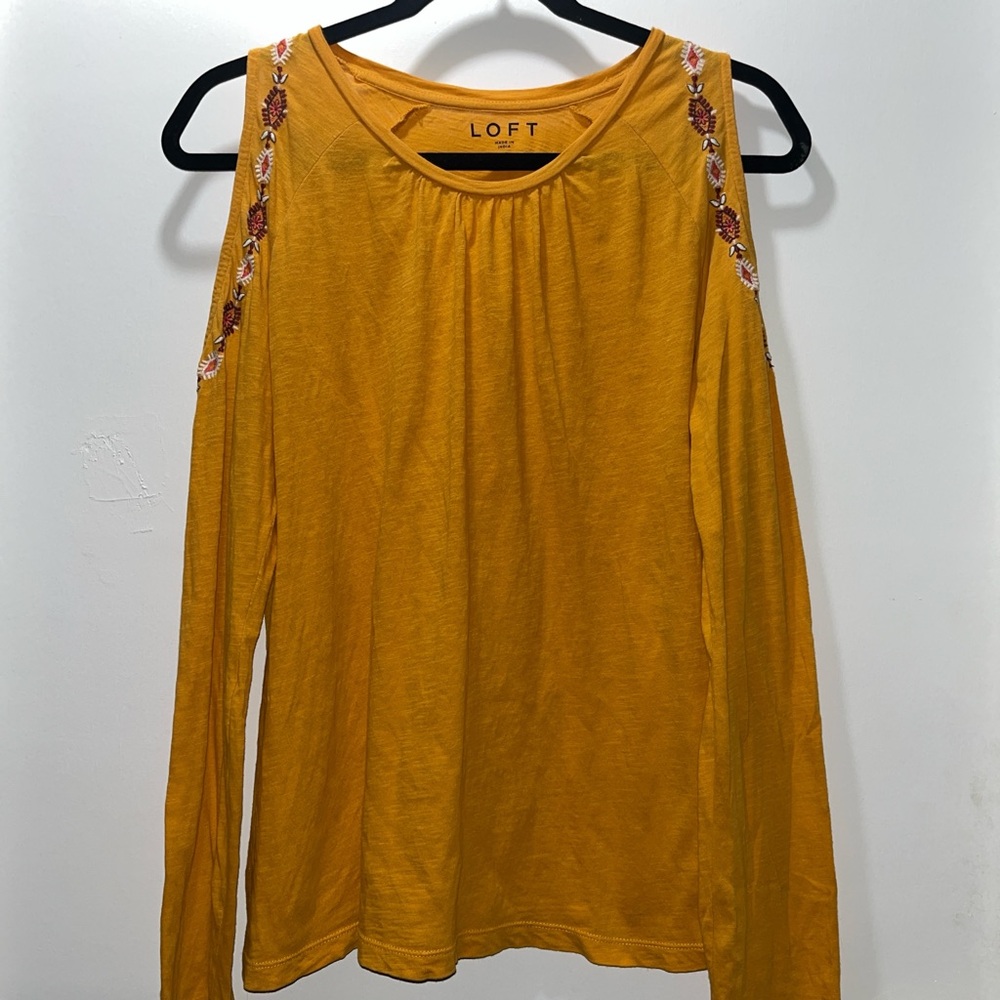 LOFT Mustard Embroidered Tank Top